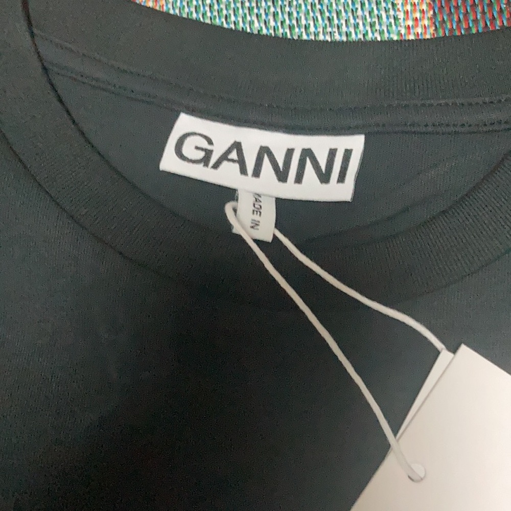 Ganni Black Blue Kitten Graphic T-shirt | NWT punk cute streetwear size Small - Picture 4 of 6